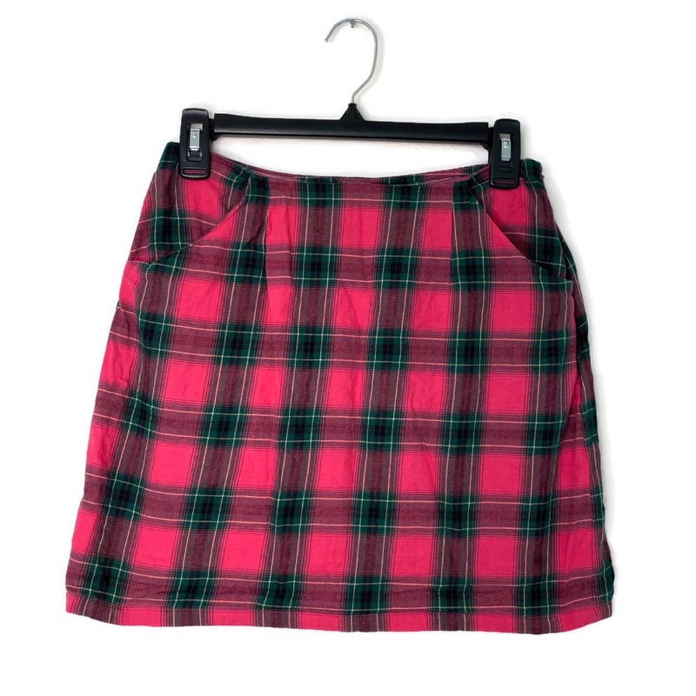 TWIIN TWIIN Red & Green Iconic Plaid Patterned Mini Skirt With Pockets Size S